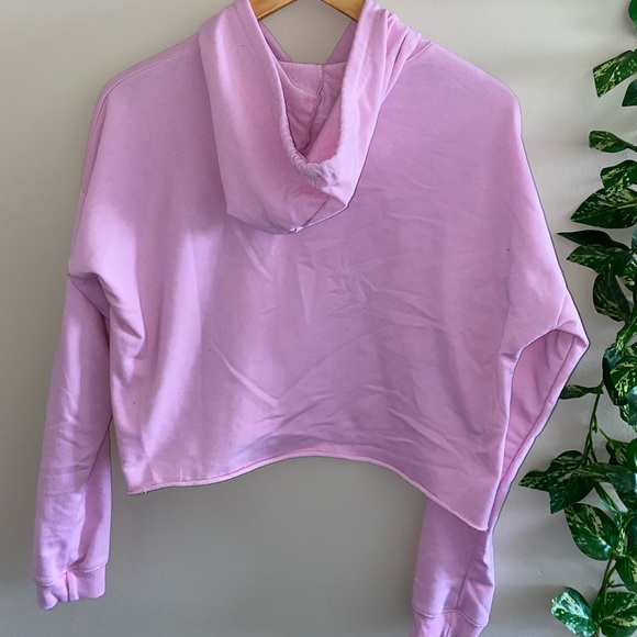 Positive Vibes pink + red writing cropped hoodie - Picture 2 of 2